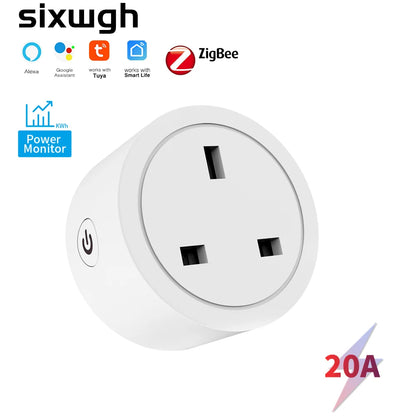 UK Zigbee Smart Plug with Energy Monitoring|Tuya Smart Life App Remote Control|Timer, Supports Alexa & Assistant|Device Sharing