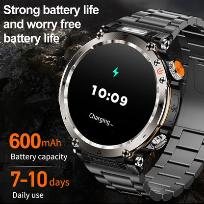 2026 New Outdoor Sports Smartwatch Men Compass 600mAh LED Flashlight Bluetooth Call 3ATM Waterproof Smartwatch For Android iOS