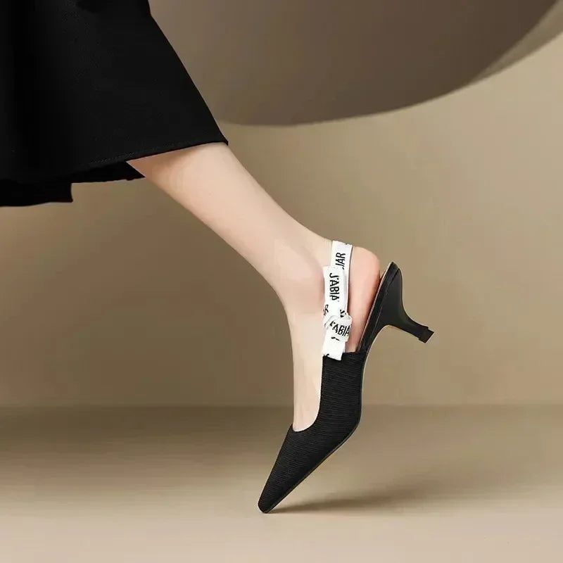 High Heels Women Sexy Sandals Mid Heels Slingback Summer Slippers 2025 Fashion Luxury Pumps New Flip Flops Shallow Mujer Slides