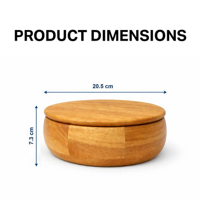 Wooden Round Food Storage Bowl With Flip Top Lid Handcrafted Minimalist Design For Kitchen Freshness Preservation