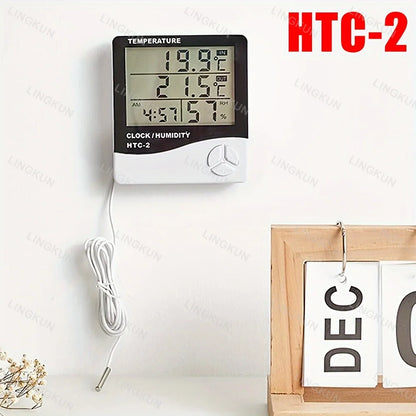 LED Thermometer Thermo-Hygrometer Multifunction Electronic Clock Temperature Humidity Meter Weather Station for Home With Alarm