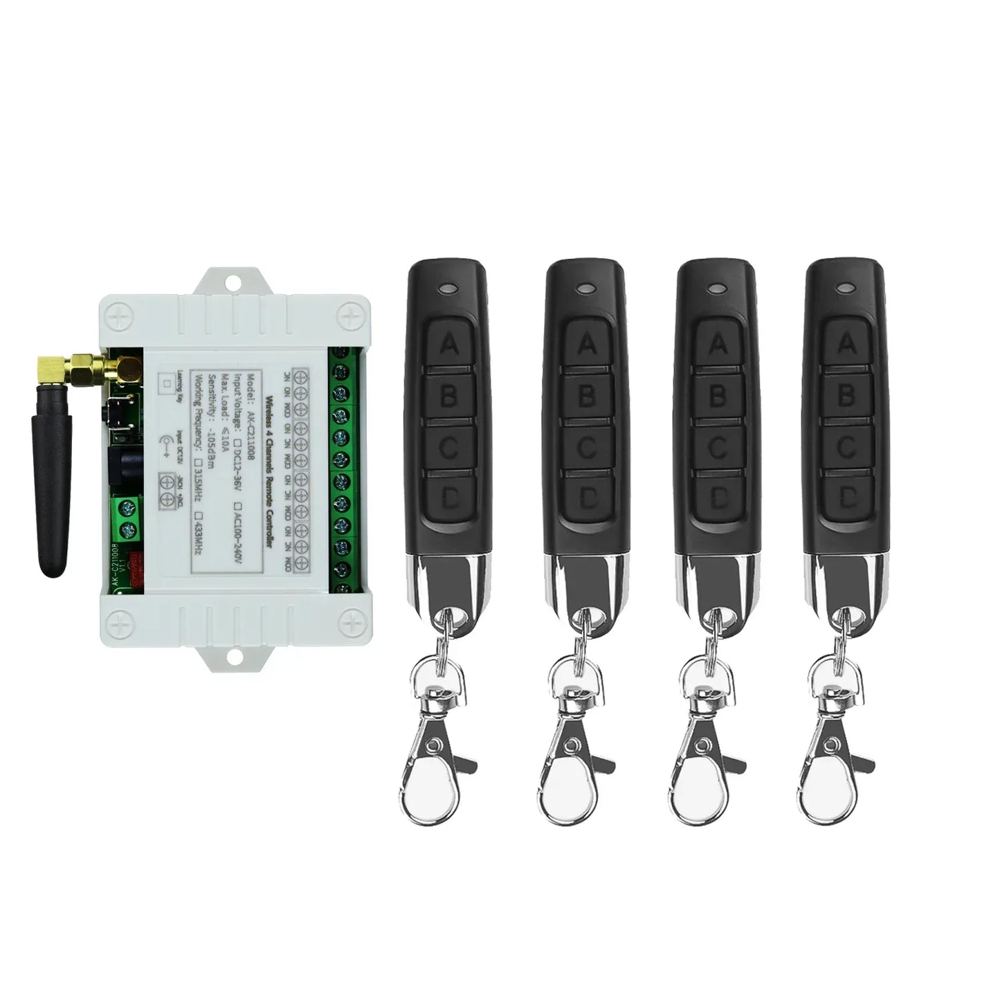 433MHz Wireless DC 12V Remote Control Switch 1CH RF 10A Relay Receiver and 2CH Transmitter For Door Electromagnetic Lock DIY