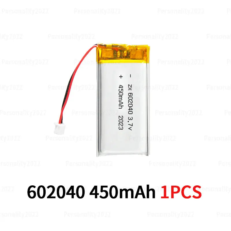 602040 Li Po Battery 3.7V Lithium Batteries 450mAh Lipo Rechargeable Cell for Smart Wearable Walkie Talkie GPS PSP Game Console