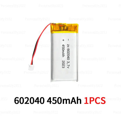 602040 Li Po Battery 3.7V Lithium Batteries 450mAh Lipo Rechargeable Cell for Smart Wearable Walkie Talkie GPS PSP Game Console