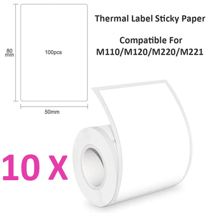 Durable 50x80mm Circle Thermal Paper - Phomemo M110 Printer Compatible Stickers
