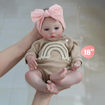 NPK 18inch Meadow Full Vinyl Body Reborn Baby Doll Handmade 3D Skin Visible Veins Collectible Art Doll Ideal Christmas Gift