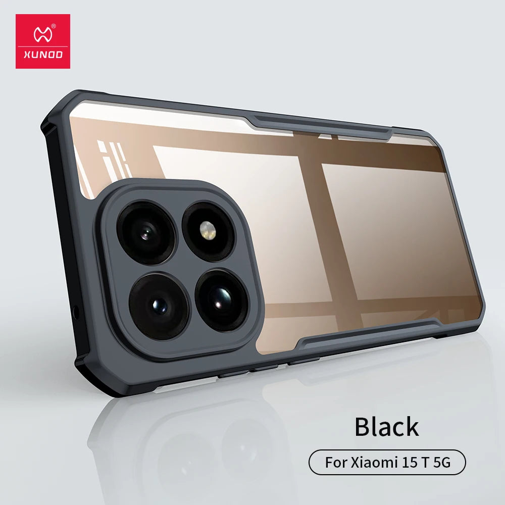 Xundd Phone Case For Xiaomi 15T Pro/15T Airbag Shockproof Back Transparent Cover with Camera Protection,Acrylic+TPU Hybrid Shell
