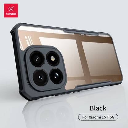 Xundd Phone Case For Xiaomi 15T Pro/15T Airbag Shockproof Back Transparent Cover with Camera Protection,Acrylic+TPU Hybrid Shell
