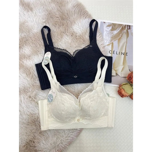 Victoria Style Lace Bra Large Chest Minimizer Ultra Thin Cup Wireless Comfort Push Up Sexy Lingerie Seamless No Underwire MOYISU