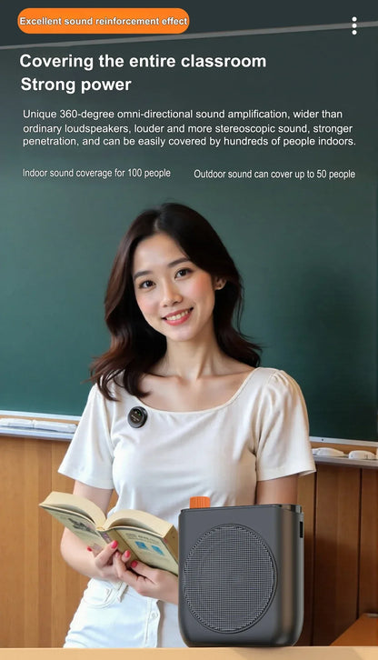 Portable Magnetic Megaphone Voice Amplifier Mini Audio Speaker with Microphone Rechargeable Loudspeaker for Teachers Tour Guider