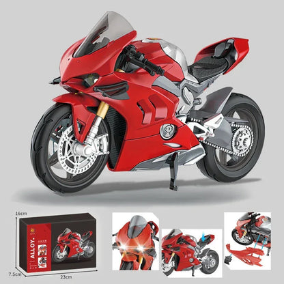 Large 1:6 Kawasaki H2R Bootable Sprayable Dynamic High Precision Alloy Motorcycle Model Diecast Sound Light Christmas Gift Box D