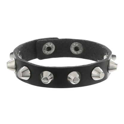 Halloween Punk Fashion Pu Leather Rivet Rock Bracelet For Women And Men, Unisex, Daily Holiday Party Wear, Valentine's Day Gift
