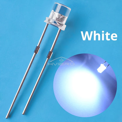 100Pcs F3 3mm 2pins Flat White Red Yellow Blue Green Pink Diode Led Wide Angle Light Emitting Diodes Lamp Ultra Bright LED Bulbs