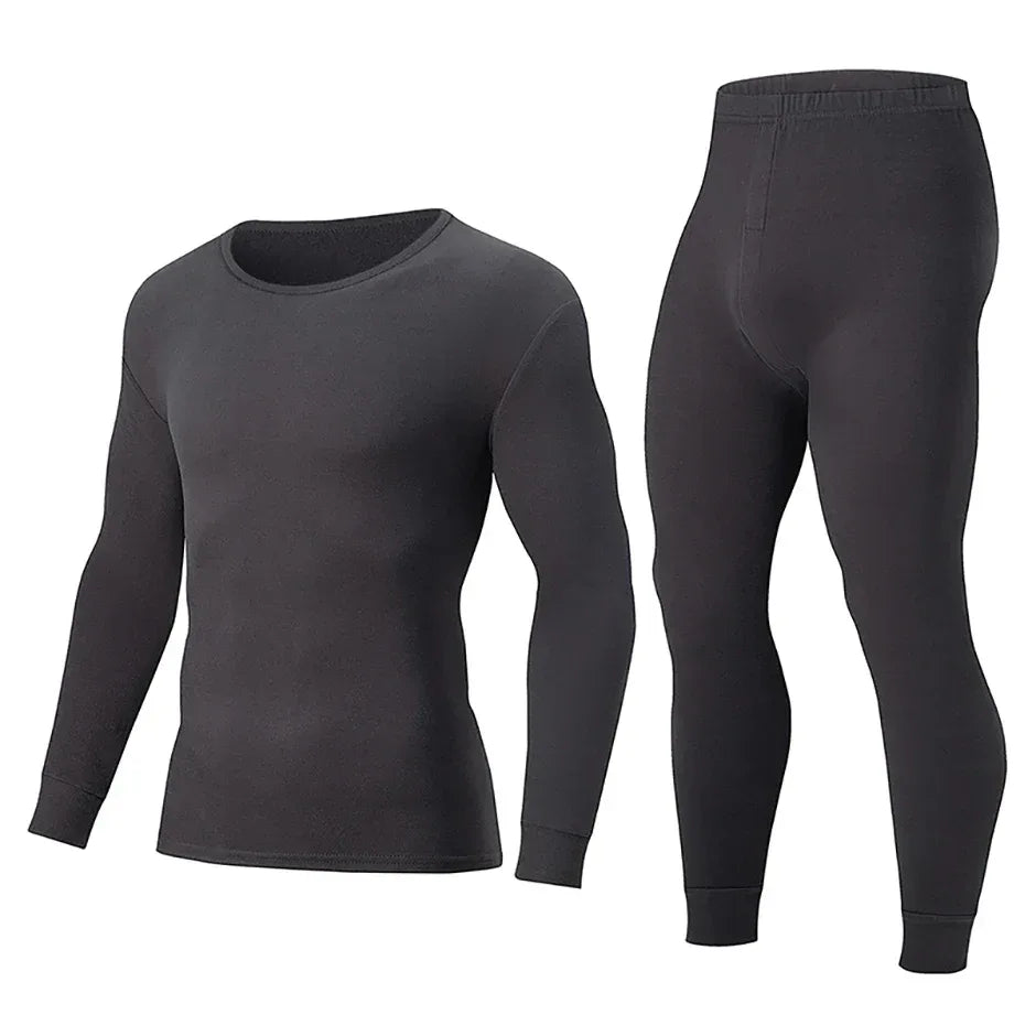 2-piece Autumn And Winter Men's Solid Color Simple and Versatile Round Neck Warm Underwear Set Comfortable Youth Home Clothes