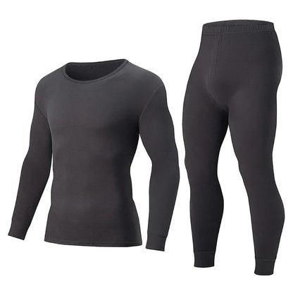 2-piece Autumn And Winter Men's Solid Color Simple and Versatile Round Neck Warm Underwear Set Comfortable Youth Home Clothes