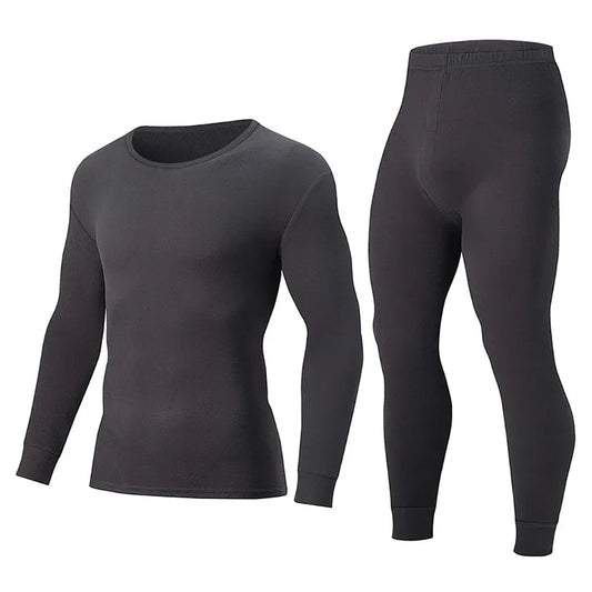 2-piece Autumn And Winter Men's Solid Color Simple and Versatile Round Neck Warm Underwear Set Comfortable Youth Home Clothes