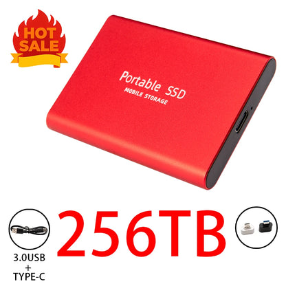 Highly cost-effective external hard drive, durable, efficient, and portable, with 256TB high-speed USB 3.1 Type C