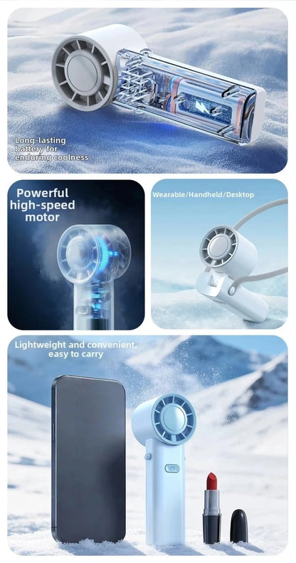Mini Portable Neck Fan Foldable USB Rechargeable Handheld Fan Hands-Free Cooling for Travel Outdoor Summer