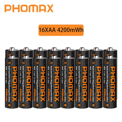 PHOMAX New Fast Charger&Rechargeable Battery,1.5V AA 4200mWh & AAA 1110mWh Lithium Battery  For  Remote Control Mouse SmartDoor