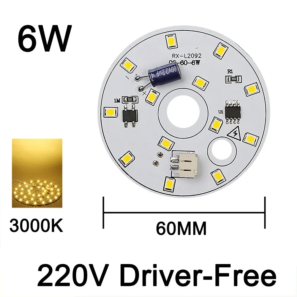 220V Driver-Free Light Panel LED Light Chip DIY Round Nordic Light Source Accessories Replacement Household Chandelier Bulb Patc