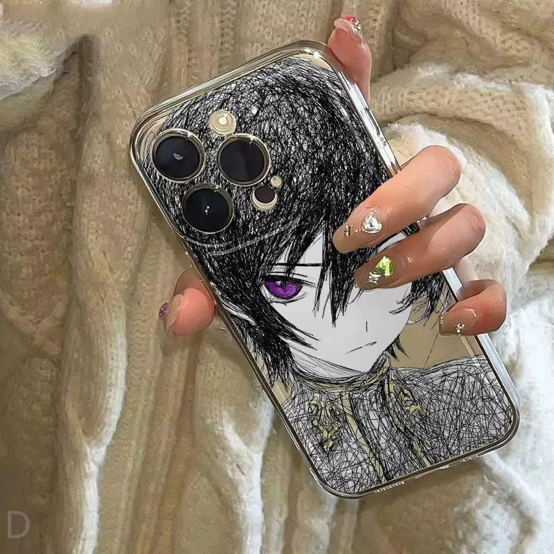 Messy Lines Comic Role Transparent Phone Case For iPhone 16e 16 Pro Max 15 14 Plus 13 12 11 Pro Shockproof Silicone Back Cover
