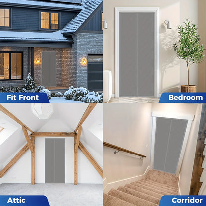 Magnetic Self Seal Thermal Curtain Heavy Duty Winter Proof Privacy Pet Friendly White Gray Quilted No Install