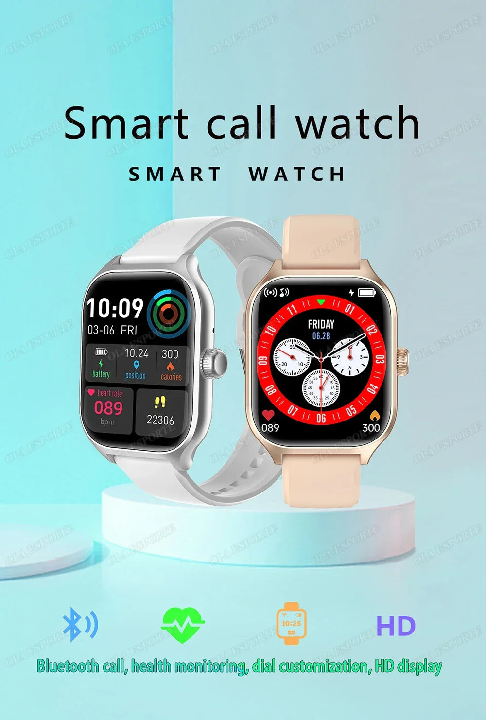 New Smart Watch Bluetooth Calls Men Women Smartwatch Heart Rate Monitor IP68 Waterproof Fitness Bracelet Custom Watch Face Pk H9