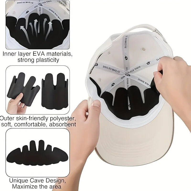 5/10pcs Baseball Cap Sweat Liner Absorbent Pads Insert,Outdoor Hard Hat Sweatband,for Sports Cap Wide Brim Caps- All-season,Knit