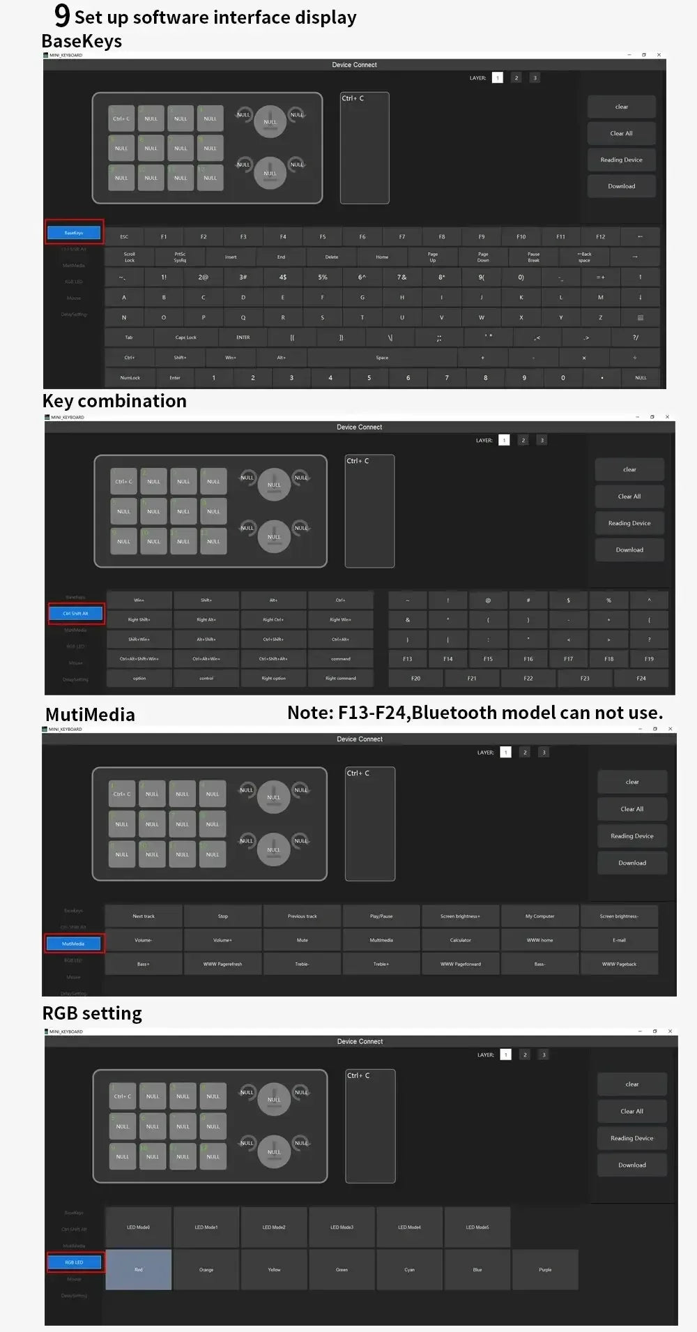 12 Key 2 Knob Mini Macro Custom Keyboard Bluetooth/3 Modes Programming Mechanical Keyboard Gaming Drawing Switch Hot-swap Keypad