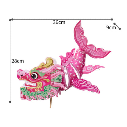 1 Set Goldfish Paper Lantern with Pole DIY Handmade Lantern Chinese New Year Mid-Autumn Festival Fish Night Light Material Bag