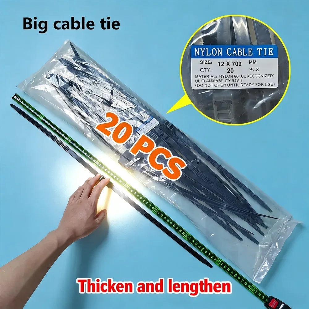 2/20pcs Heavy Duty Police Handcuffs (27.5") | Flexible Self-Locking Double Head Nylon Cable Zip Ties