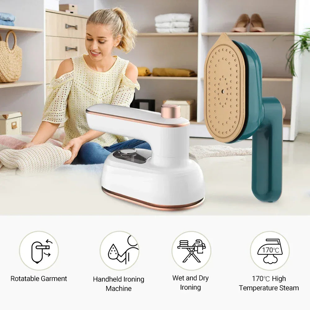 Portable Garment Steamer Rotating Steam Iron Mini Handheld Home Travelling For Clothes Ironing Wet & Dry Ironing Machine