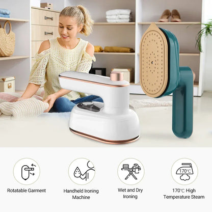 Portable Garment Steamer Rotating Steam Iron Mini Handheld Home Travelling For Clothes Ironing Wet & Dry Ironing Machine