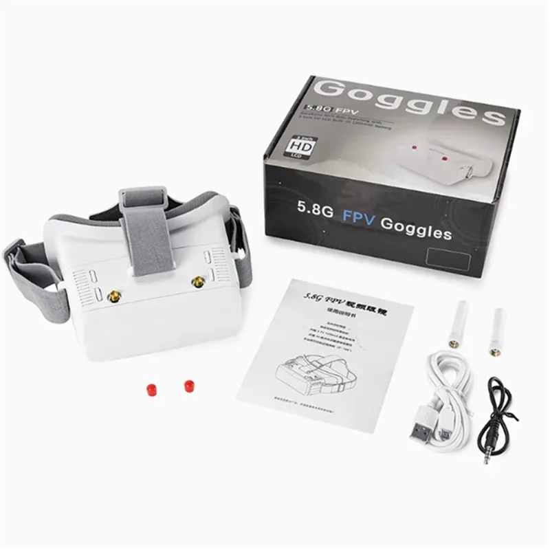AA60-5.8Ghz FPV Goggles 40CH Dual Antenna 3 Inch Screen Focus Adjustable For Racing Drone Micro Whoop