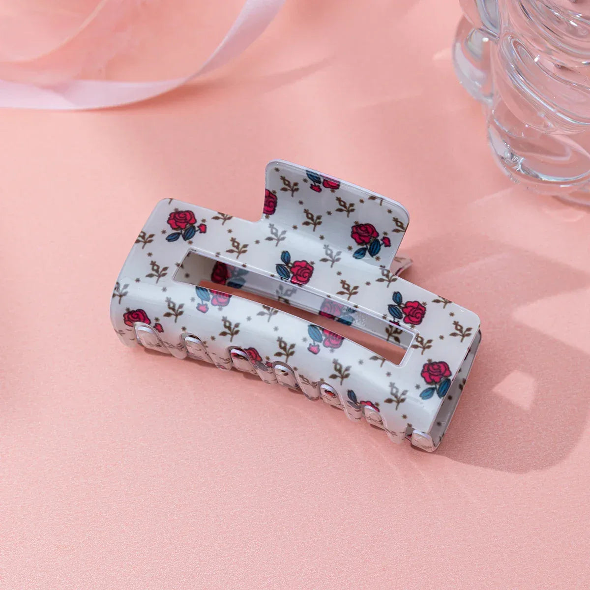 Valentine's Day Romantic Pink And Red Heart Grab Plastic Clip Large Square Hair Claw Back Updo Shark Clip Gifts For Grilfriend