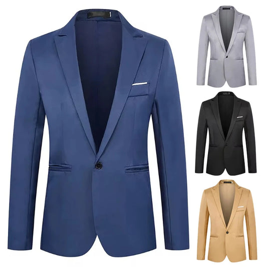 Costume homme décontracté et tendance, veste d'automne légère et luxueuse, coupe slim, infroissable, couleur unie, polyvalente.