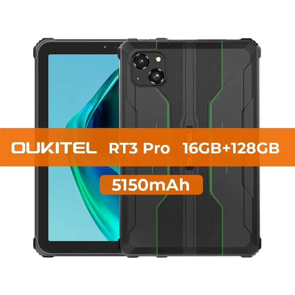OUKITEL RT3 PRO 8-inch HD Rugged Tablet 13.9mm Ultra-Slim Profile IP68 &IP69K & MIL-STD-810H, 16(4+12)GB +128GB, 5150mAh Battery