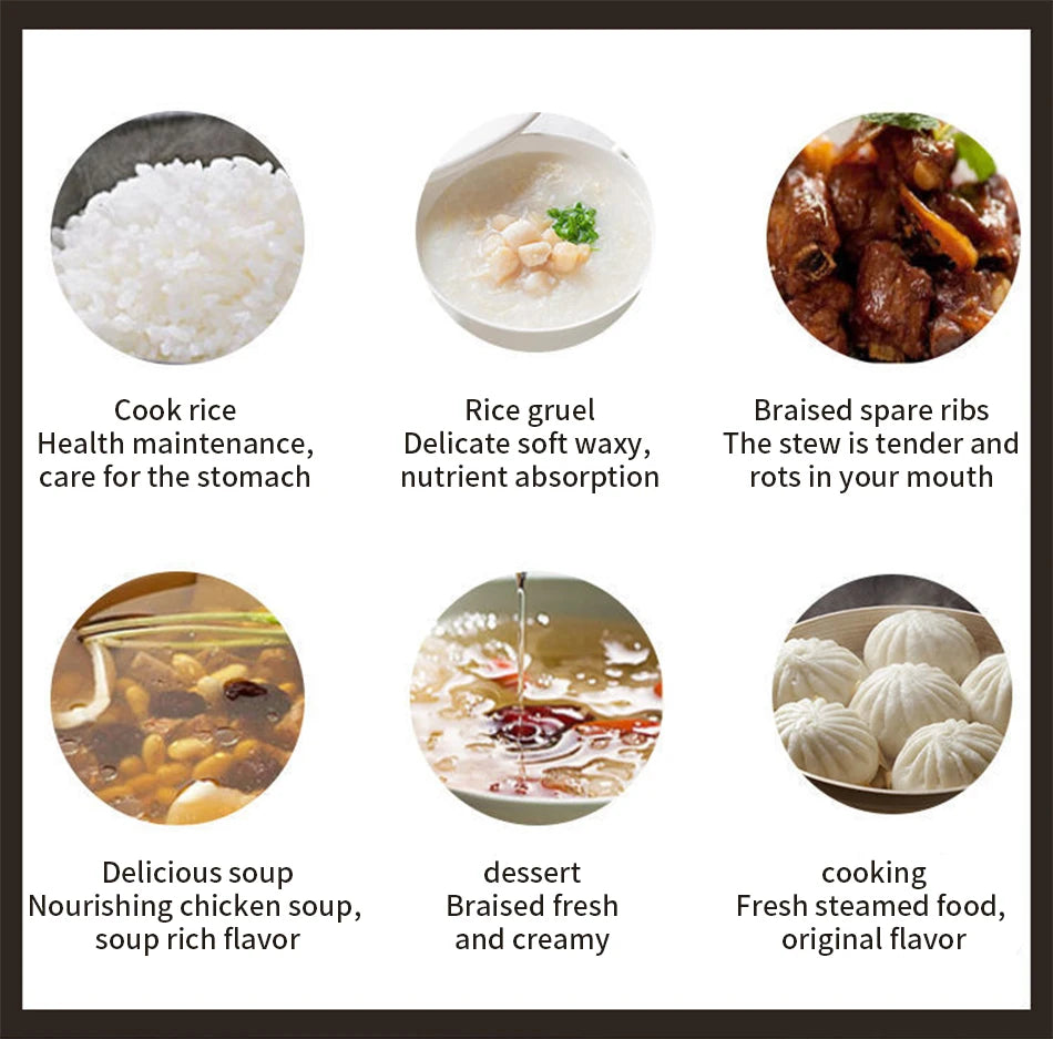 Peskoe Mini Rice Cooker Non-Stick Surface Old-Fashioned 1-2-3 Person Multi-Function Household Cooking Appliance 2L 3L 4L 5L