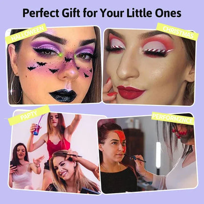 12 Grids Face Body Paint Palette Makeup,Rainbow Split Cake Palette,Water-based Non-Toxic Face Paint For Halloween Festivel Party