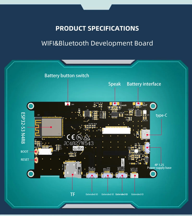 Guition ESP32-S3 8M PSRAM 4M FLASH 4.3-inch IPS 480*272 LCD display module  with WIFI and Bluetooth