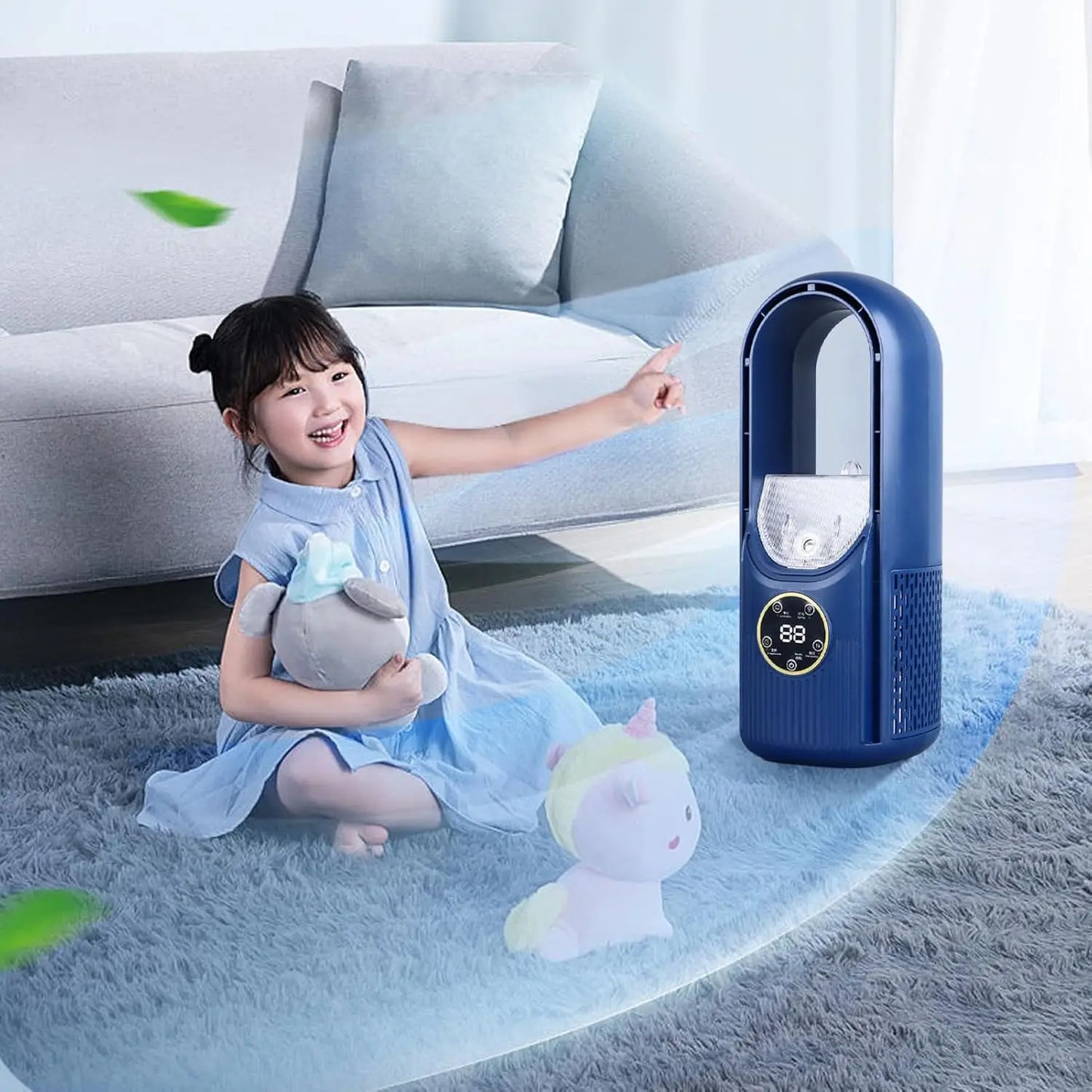 Bladeless Fan, 6 Speed Small Personal Cooling Fan Quiet USB Table Desk Misting Fan with Timing for Office Living Room Bedroom