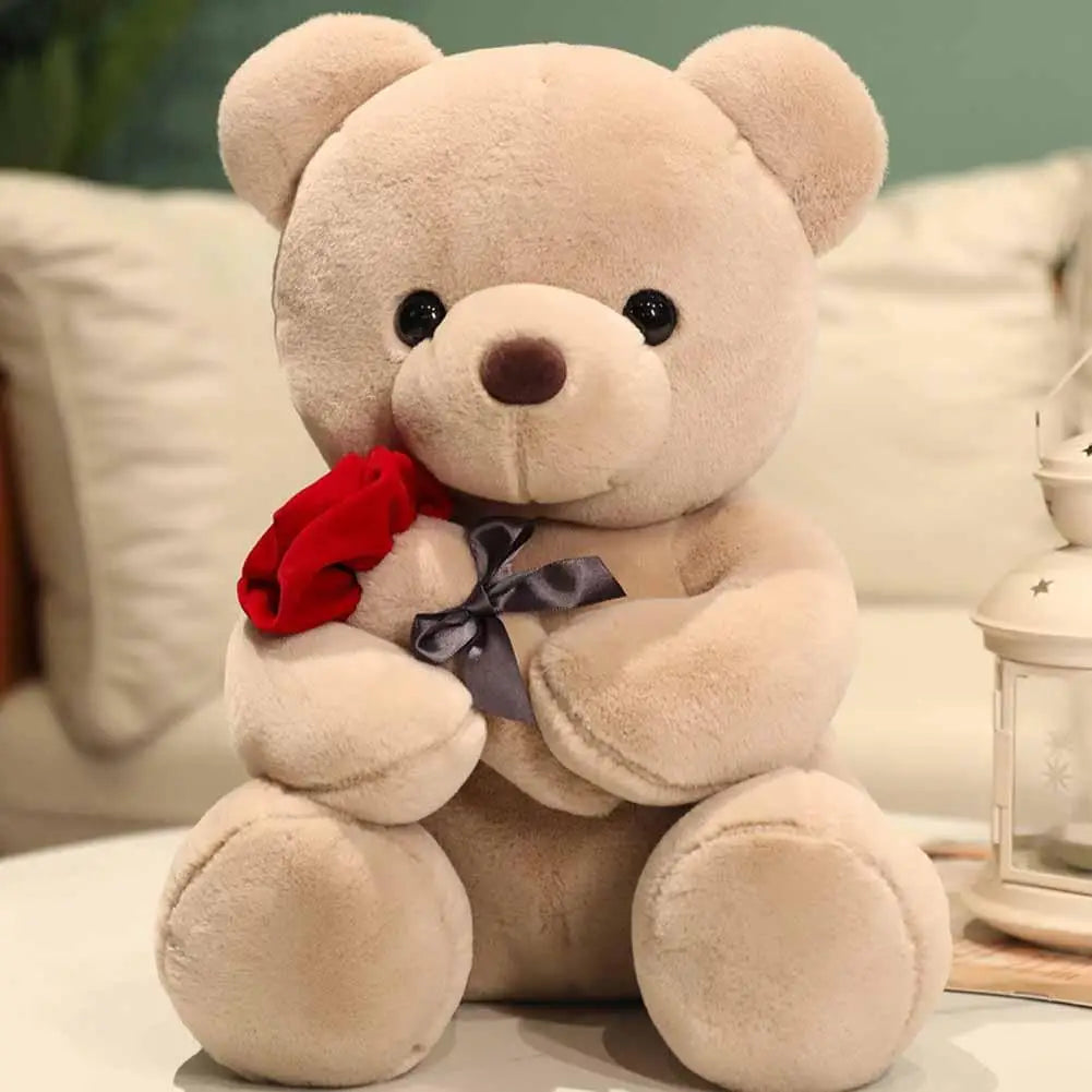 25cm Kawaii for Valentines Day Gift Teddy Bears Stuffed Animal Rose Bear Doll Valentine's Day Gift for Girlfriend