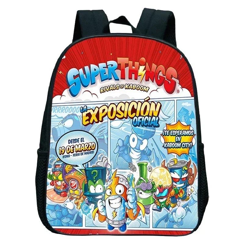 SuperThings Backpack Toddler Cartoon Schoolbag Boys Girls Kindergarten Bag Waterproof Kids Bookbag 12 Inch
