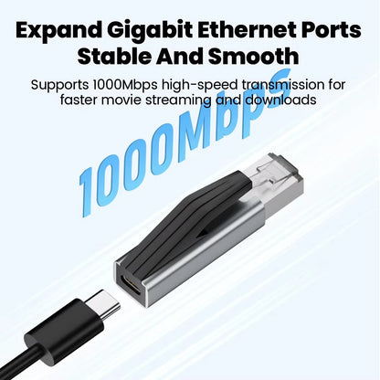 Kebidumei 1000Mbps USB C to Ethernet Adapter Gigabit USB C Female to RJ45 Male Network Converter for MacBook Pro iPhone 16 iPad