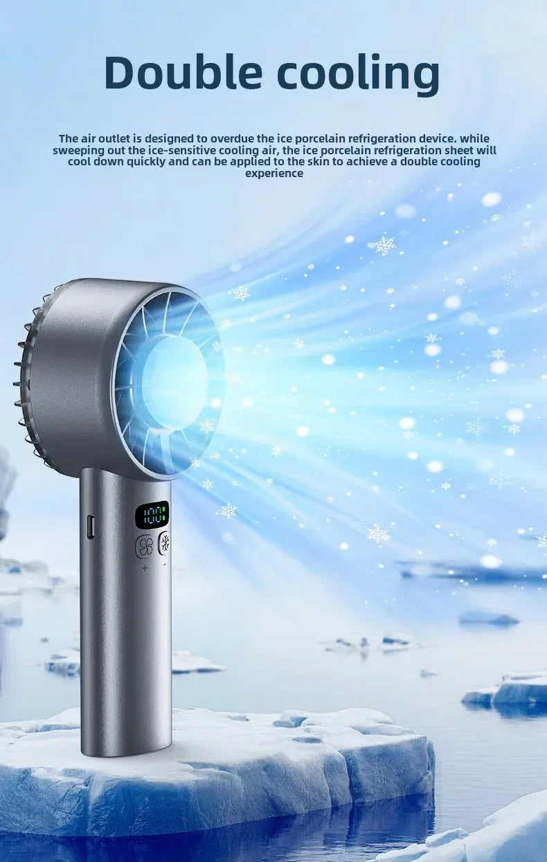 Xiaomi 5200mah Handheld Fan Electric Hand Fans Ice Compress High-speed Cooling USB Rechargeable Portable LED Digital Display