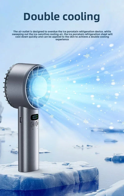 Xiaomi 5200mah Handheld Fan Electric Hand Fans Ice Compress High-speed Cooling USB Rechargeable Portable LED Digital Display