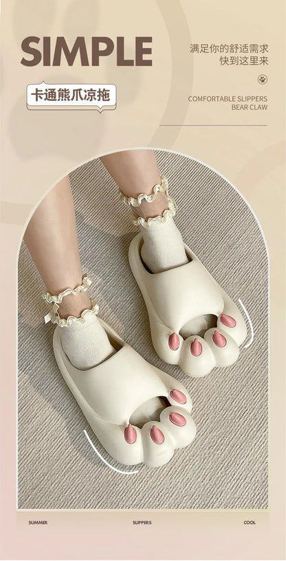 Cute Tiger Paw Slippers Men New Summer Outdoor Slides Shoes Unisex Funny Cartoon Bear Cat Claw Lovers Slipper Novelty Flip Flops
