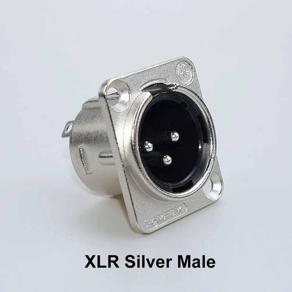 JCD XLR 3Pin Male/Female Microphone Audio Cable Plug Panel Pure Black Silver Copper Gold-Plated XLR Connector Socket