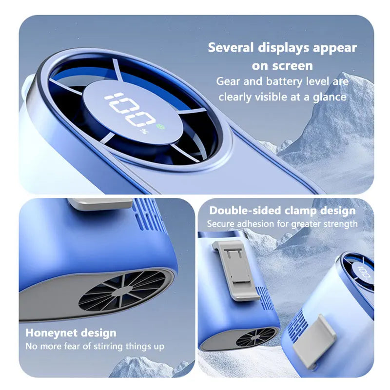 Lenovo Portable Waist Fan 100-Speed Strong Wind Rechargeable Neck Fan Quiet Long Battery Life Clip-on Fan for Outdoor Hiking