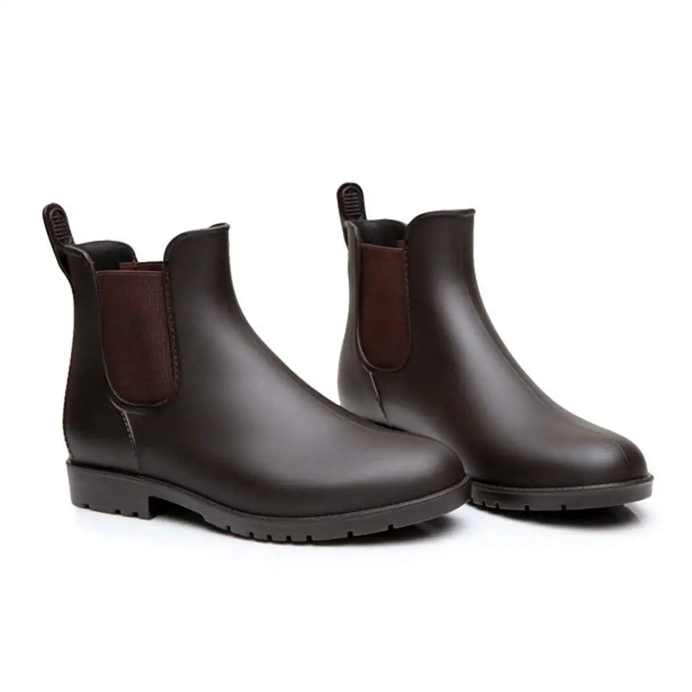 Evshine Fashion Short Rain Shoes For Women New Lady Chelsea Boots Outdoor Anti-slip Waterproof Rain Boots Sodt Rubber Ankle Boot